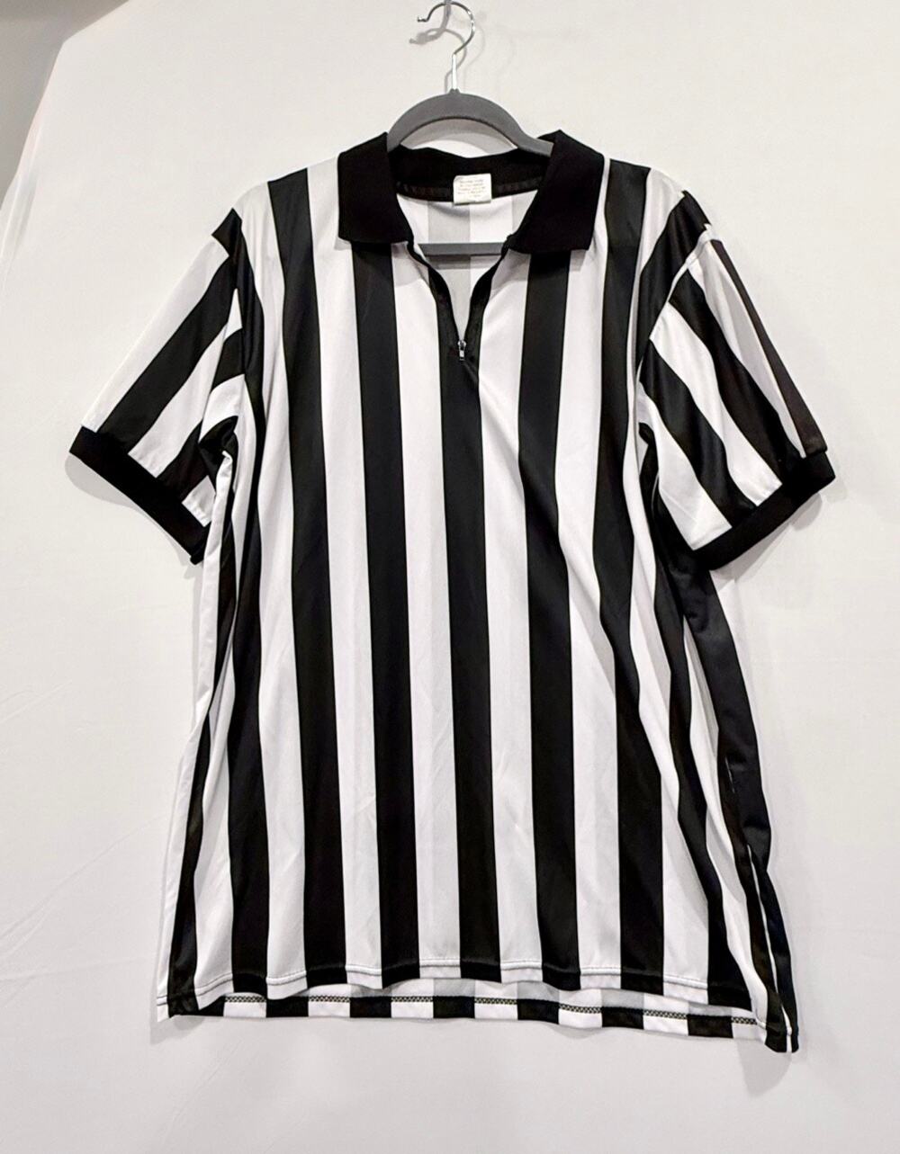 Adult Referee Shirt XL Black White Stripe Halloween Sports Official Costume